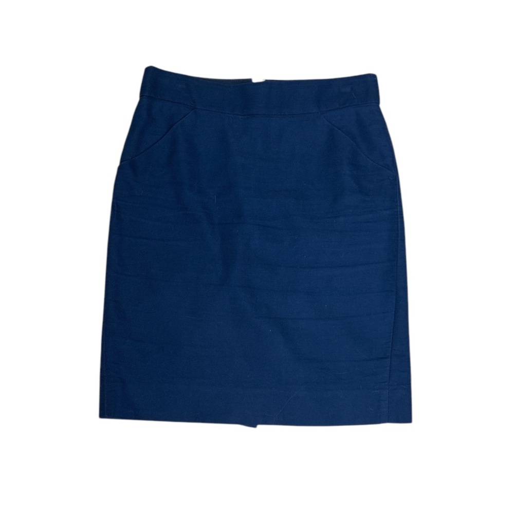 J. Crew The Pencil Skirt Womens 0 Navy Blue Tailored w/ Front Pocket Essentials